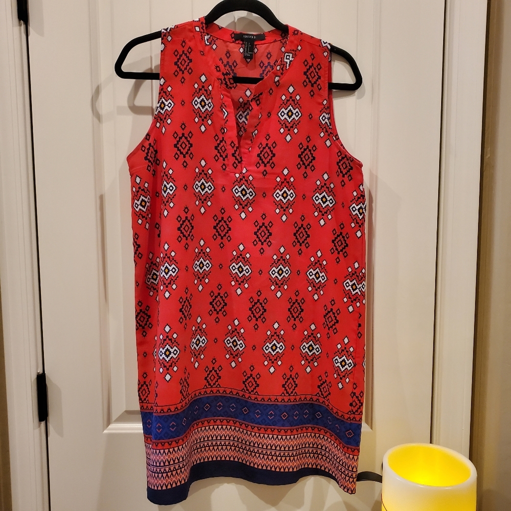 Forever 21 Red Aztec, Tribal Print Shift 👗